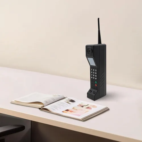 Vista 2 de Teléfono falso Prop Retro Teléfono, teléfono de los años 90 para el hogar (negro)