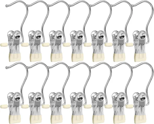 Vista 10 de Paquete de 30 ganchos organizadores de leggings para armario, soporte para botas, clips para colgar, perchas multifuncionales portátiles de un solo