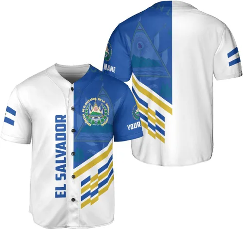 Vista 10 de Personalizado El Salvador Camiseta De Béisbol, Camisa Personalizada Hombres Orgullosos Camisetas De La Bandera De El Salvador, Camisas Del Salvador