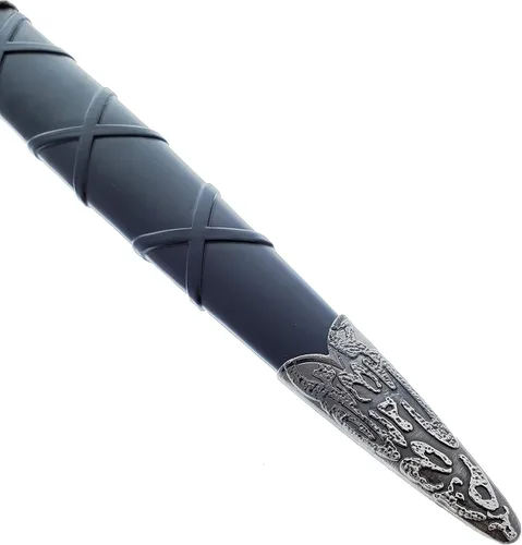 Vista 5 de Daga medieval estilo espada plateada. para colección, regalo, cosplay en feria renacentista (negro-807)