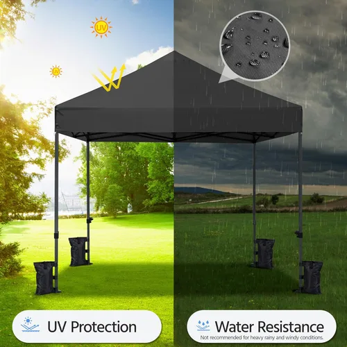 Vista 9 de Yaheetech - Tienda de campaña, toldo comercial instantáneo de alta resistencia, toldo ajustable impermeable 500D con bolsa de transporte con ruedas
