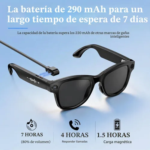 Vista 9 de Nuevas gafas inteligentes AI con cámara, gafas de grabación de video 8MP 4K