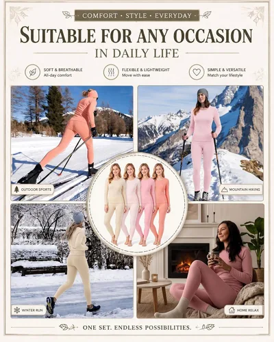 Vista 6 de Conjunto de 4 calzoncillos largos con forro polar para mujer
