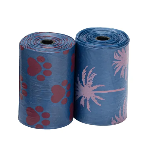 Vista 5 de Juicy Couture Bolsa para excrementos de perro con estampado de palmeras y patas, desechables de fácil desgarro, resistente, resistente a fugas, sin