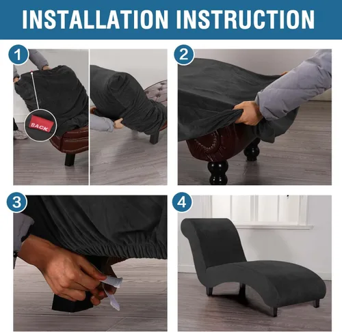 Vista 7 de H.VERSAILTEX Funda para Chaise Lounge de Interior de Terciopelo Funda Deslizable para Chaise de Alta Elasticidad Funda para Silla Lounge Funda