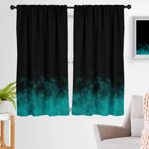 Vista 11 de zokyer Cortinas de cocina rojas y negras abstractas para niños, hombres, gótico, anime, modernas, geniales, pequeñas, cortas, 27.5" An x 39" L