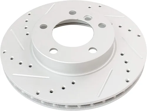 Vista 5 de TRQ Kit de pastillas de freno y rotor delantero y trasero de cerámica de alto rendimiento con revestimiento en G ranurado X perforado compatible