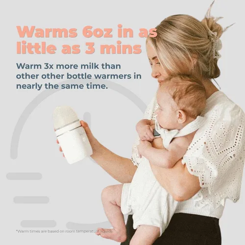 Vista 10 de Baby's Brew Calentador de biberones portátil con juego de adaptador, calentador de biberones inalámbrico para leche materna y fórmula, recargable, a