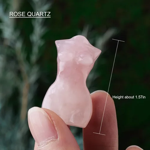 Vista 2 de Apengshi Imagen Natural de Cuarzo Rosa de la Diosa Escultura Femenina Tallada a Mano Modelo Coleccionable Artesanías Cristal Sanador Meditación Yoga