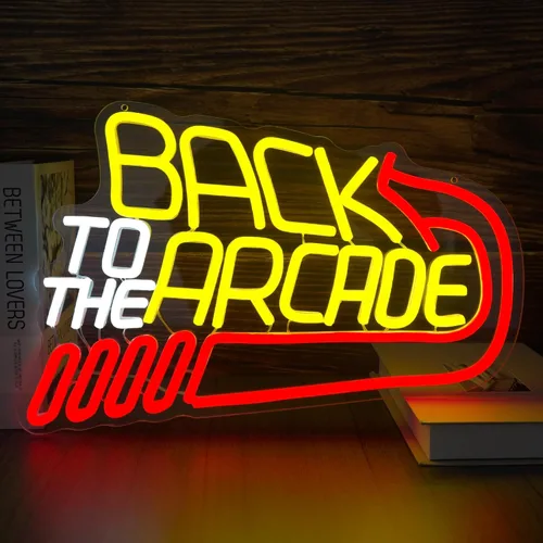 Vista 13 de Letrero de neón de arcade, luz LED, regulable, luces de juego para decoración de pared, alimentadas por USB, letrero de neón gaming para salas