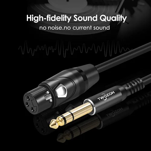 Vista 2 de Twozoh Cable XLR Hembra a TRS de 1/4 Pulgada (6.35mm), Cable de Micrófono XLR a Jack de Cuarto de Pulgada Equilibrado 1 Pie (Profesional/HiFi)