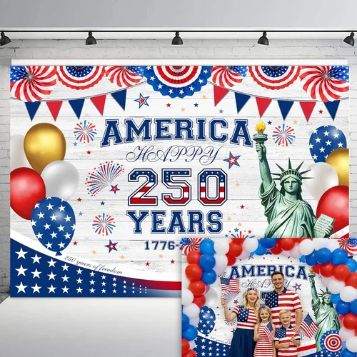 Vista 8 de LB Telón de fondo para el Día de los Veteranos de 5 x 3 pies, Día de los Caídos americanos, para fotografía, pancarta patriótica roja, blanca y Azul