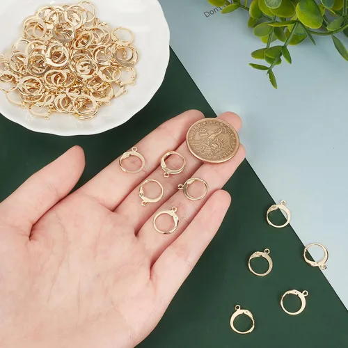 Vista 6 de PH PandaHall 100 ganchos chapados en oro de 24 quilates, acero inoxidable 304, palanca de alambre para la oreja, aretes dorados, con lazo abierto