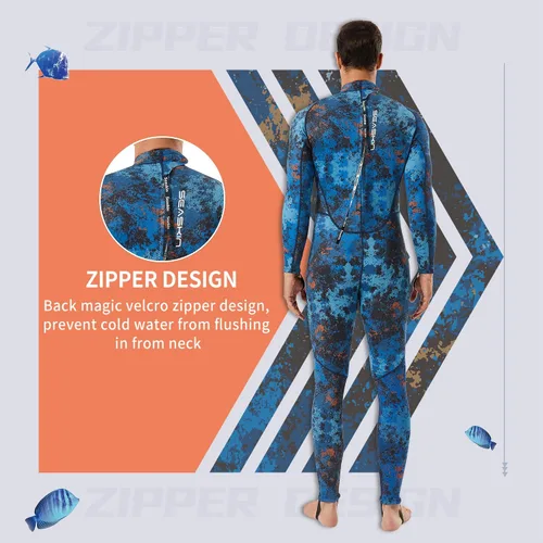Vista 4 de Seaskin Traje de neopreno de pesca submarina para hombre, 0.069 pulgadas y 0.118 pulgadas de neopreno de cuerpo completo para buceo y natación
