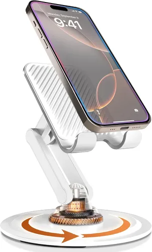 Vista 11 de COOPER Soporte 360°, Soporte Giratório para Celular de Escritorio Base de Metal Resistente, Plegable, Portátil Soporte para Celular