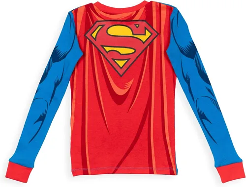 Vista 4 de DC Comics Justice League Batman Superman - Conjunto de pijama de 2 piezas camiseta de manga larga y pantalones