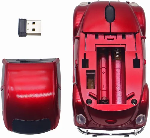 Vista 7 de Ratón inalámbrico para coche deportivo, ratón óptico 3D para computadora portátil de escritorio, ratones de computadora para JKC (rojo)