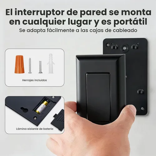 Vista 7 de SURAIELEC Kit de interruptor de luz inalámbrico y receptor, negro, control
