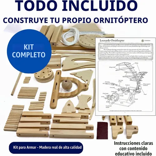Vista 2 de Pathfinders Leonardo DaVinci, kit para armar ornitóptero de madera.