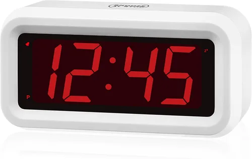 Vista 13 de KWANWA Reloj despertador para niños, LED blanco, batería, modo nocturno automático, 12 horas/24 horas, pequeño, viajes, mesita de noche, montaje