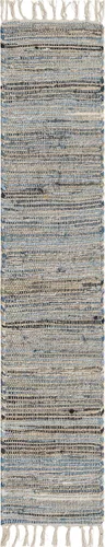 Vista 2 de Unique Loom Chindi Jute Collection - Alfombra de área (1' 2" x 6' 1", camino de mesa, azul/azul marino)