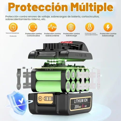 Vista 6 de ARyee Paquete de 4 baterías de repuesto de 20 V 8.0 Ah para Dewalt de 20 V compatibles con 20 V MAX DCB200 DCB201 DCB203, DCB204 DCB205 DCB206