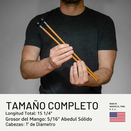 Vista 9 de Paquete de Mazos de Percusión — ENSAMBLADO EN EE.UU. — Baquetas para Marimba, Redoble de Platillos, Glockenspiel, Bloque de Madera — Poly Duro, Goma