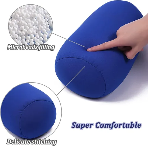 Vista 3 de Almohada de cuello de microcuentas, almohada de tubo blando para soporte de cuello o espalda, cojín cilíndrico cervical para el hogar, sofá, cama