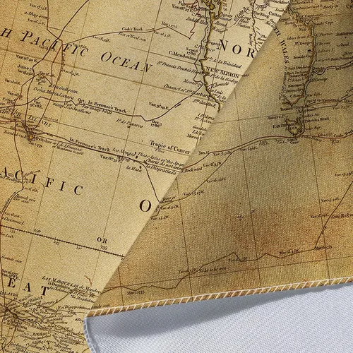 Vista 6 de GOAOK Tapiz de mapa del mundo antiguo, tapiz vintage de distribución geográfica, tapiz para colgar en la pared, póster de mapa mundial educativo