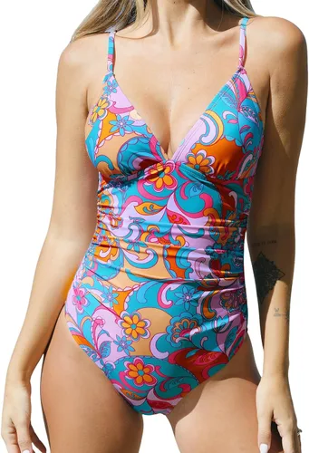Vista 9 de CUPSHE - Traje de baño de una pieza para mujer, con control de abdomen, cuello en V