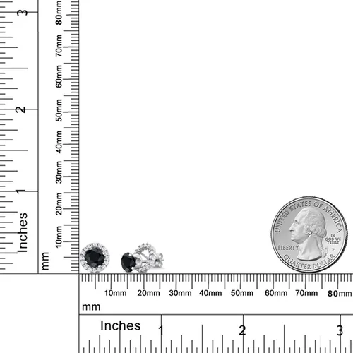 Vista 240 de Gem Stone King Aretes redondos de plata de ley 925 de 0.236 in con piedra natal extraíble para mujer