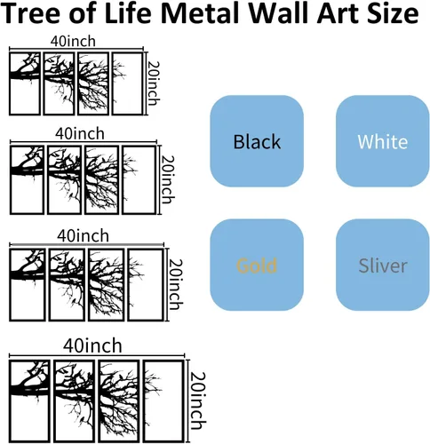 Vista 3 de Arte de pared de metal árbol de la vida, decoración de pared de metal árbol de la vida, arte de pared de metal para árbol genealógico, decoración