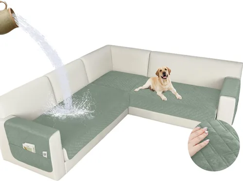 Vista 35 de Arfntevss Fundas impermeables para sofá modular de esquina para perros y mascotas, funda de sofá en forma de L, lavable de terciopelo grande