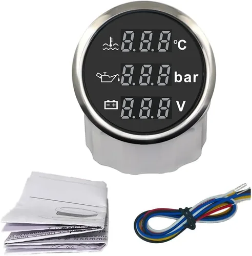 Vista 5 de ELING Voltímetro multifuncional 3 en 1 a presión de aceite medidor de temperatura de agua 9-32V para coche, motocicleta, tractor, camión de 2