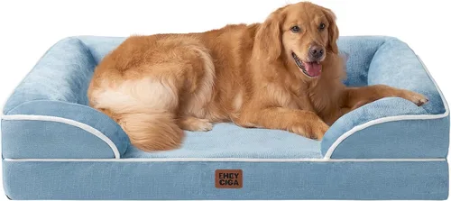 Vista 23 de EHEYCIGA – Cama ortopédica impermeable para perros pequeños, de espuma viscoelástica tipo caja de huevos, con bordes elevados y base antideslizante