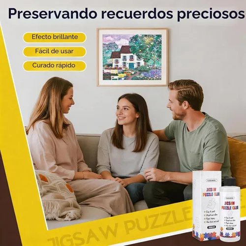Vista 6 de YAKAMOZ Pegamento para rompecabezas transparente, secado rápido con raspador, 6.8 fl oz Preservación de rompecabezas Acabado brillante