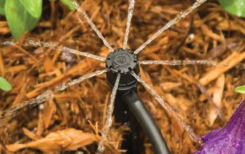 Vista 4 de 50 goteros de riego de flujo de agua ajustables de 360 grados en emisores de estaca