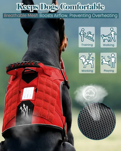 Vista 2 de Chaleco de perro de servicio para perros medianos, arnés de perro de servicio en entrenamiento con parches, chaleco ajustable para perros