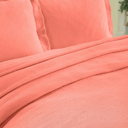 Vista 8 de Superior colcha de una plaza de jacquard y matelasse 100 % algodón de alta calidad, turquesa, individual, Coral, gemelo