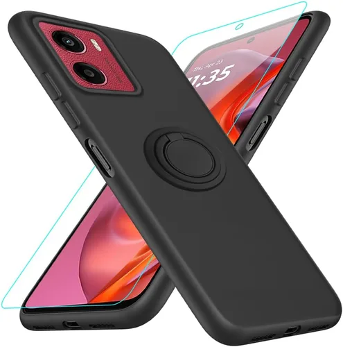 Vista 18 de Funda para Pinwheel Genesis 3 / BLU G64 Funda para teléfono con protector de pantalla HD, soporte de anillo giratorio de 360°, soporte de silicona