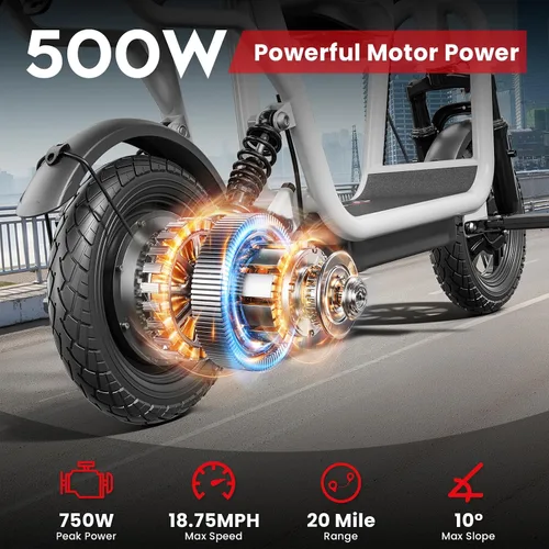 Vista 3 de Scooters eléctricos para adultos con motor de potencia máxima de 750 W Blanco