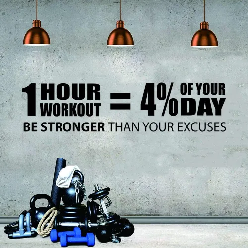 Vista 7 de Calcomanía de pared de entrenamiento motivacional extraíble, 9 x 35 pulgadas, calcomanía de PVC para gimnasio en el hogar, sala de fitness, estudio