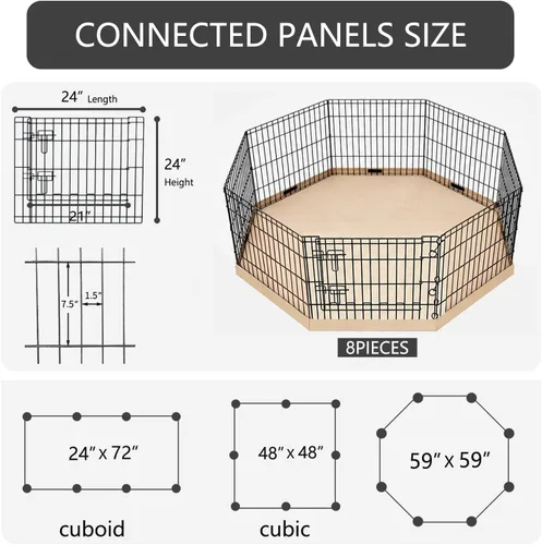 Vista 50 de PETIME - Corral plegable de metal para ejercicio de perros/Parque de juegos para cachorros con 8 paneles para interior/exterior, valla de patio