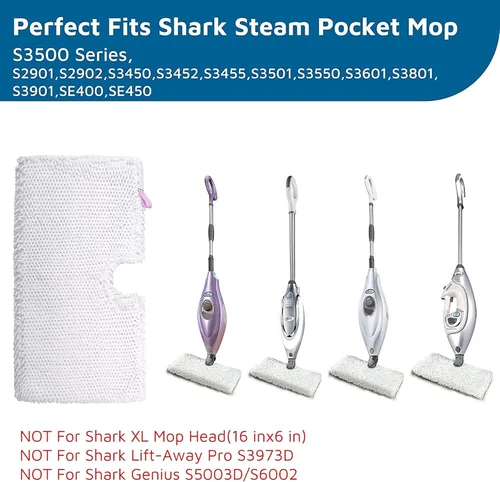Vista 2 de F Flammi Paquete de 12 almohadillas de repuesto para trapeador de vapor Shark S3501 S3601 S3801 S3901 S2902 S3550 S3450 SE450, almohadillas