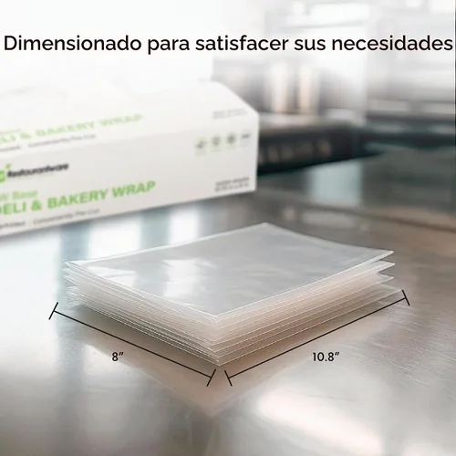 Vista 2 de Restaurantware Paquete de 1000 envolturas de plástico para alimentos, 10.75 x 8 pulgadas, precortadas, transparentes, desechables, para microondas
