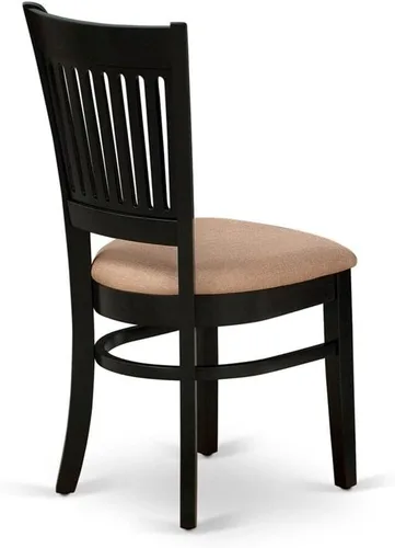Vista 6 de East West Furniture VAC-BLK-C Vancouver Sillas de Comedor - Sillas de Madera Tapizadas en Tela de Lino, Juego de 2, Negro