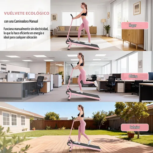Vista 4 de [Usado] Manual Walking Pad Treadmill with Incline 20%, Foldable Treadmill with Handle Bar, 500lbs Capacity, Non-Electric Fixed Incline, Non-Slip
