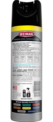 Vista 2 de Weiman Limpiador de acero inoxidable y aerosol de pulido de 17 oz - Paquete de 6