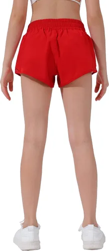 Vista 4 de Aurefin Pantalones cortos deportivos para niñas, pantalones cortos ligeros para correr para adolescentes, niñas, pantalones cortos deportivos