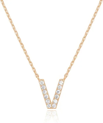 Vista 161 de PAVOI 14K White Gold Plated Cubic Zirconia Initial Necklace Letter Dainty Necklaces for Women